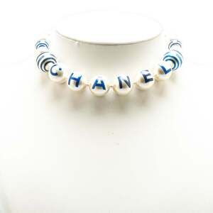 CHANEL Blue Pearl Logo Necklace